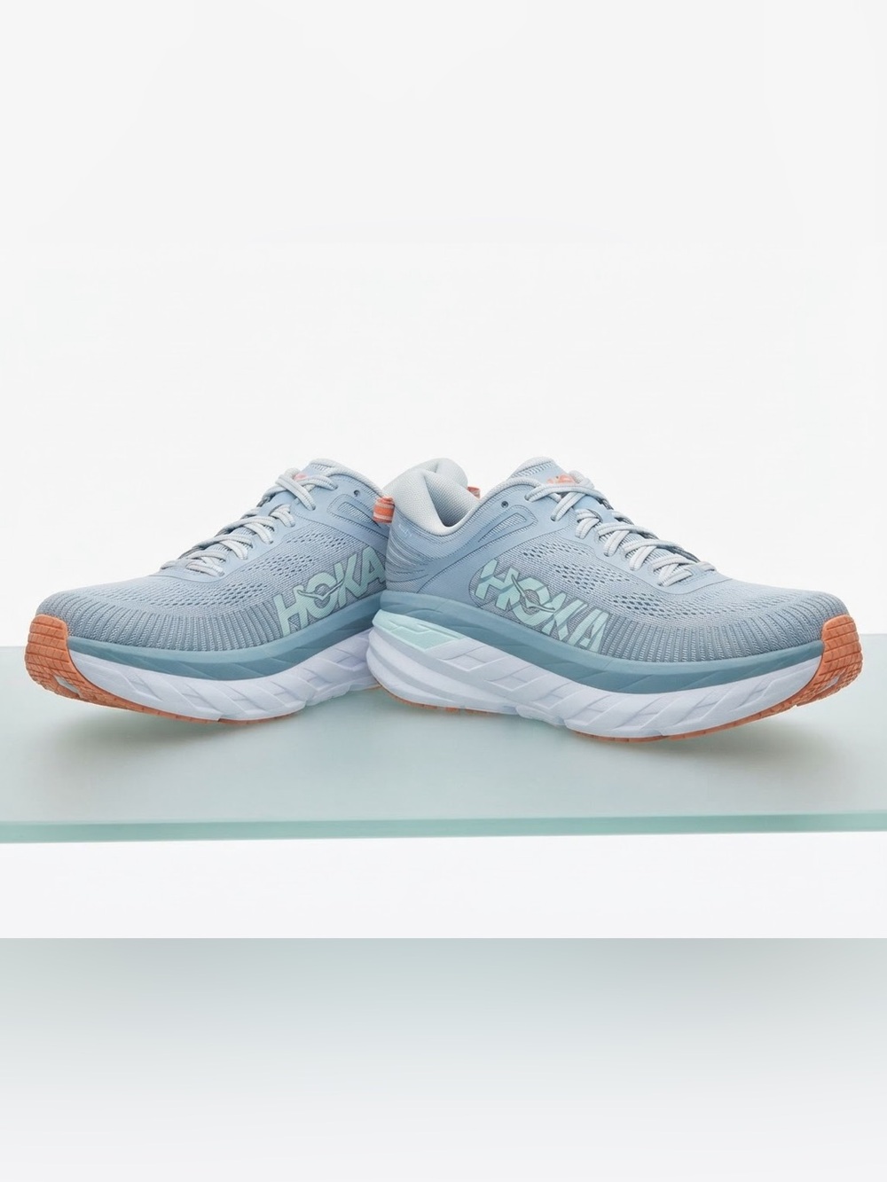 Hoka One One Men’s Bondi 7 Running Shoes - Light Blue/Gray size 10.5